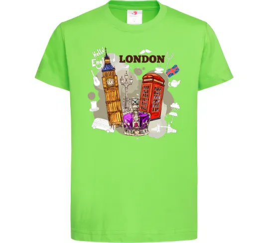 Дитяча футболка Hello England Лаймовий фото