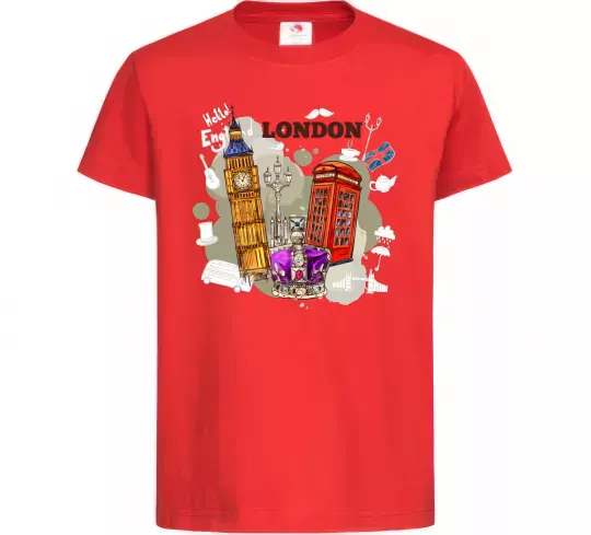 Дитяча футболка Hello England Червоний фото