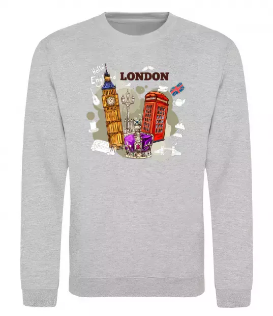 Свитшот Hello England Серый меланж фото