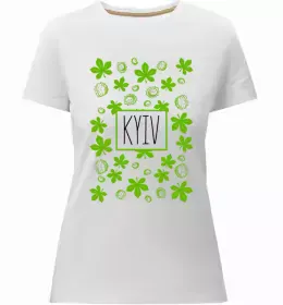 Женская премиум футболка Київ каштан емблема Белый фото