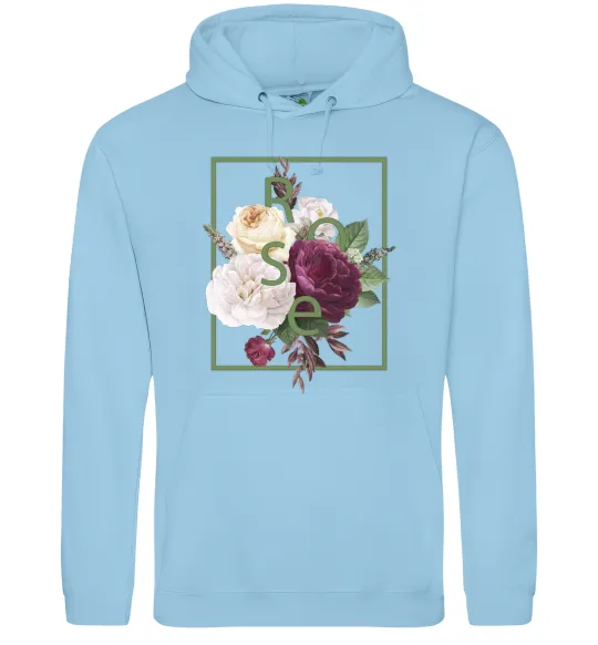 Мужская толстовка (худи) Розы Голубой фото