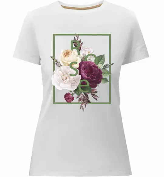 Женская премиум футболка Розы Белый фото