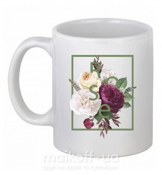 Чашка керамическая Розы Белый фото