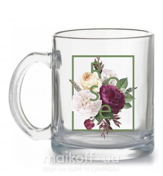 Чашка скляна Розы Прозорий фото