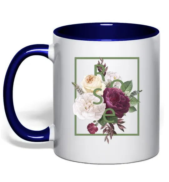 Чашка с цветной ручкой Розы Глубокий темно-синий фото