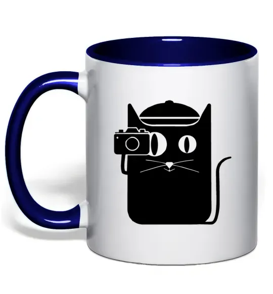 Чашка с цветной ручкой Кото фото Глубокий темно-синий фото