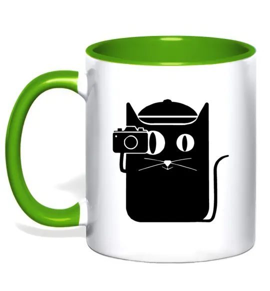 Чашка с цветной ручкой Кото фото Лаймовый фото