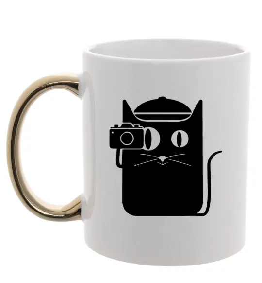 Чашка с цветной ручкой Кото фото Золото фото