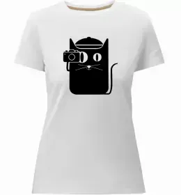 Женская премиум футболка Official photographer Черный фото