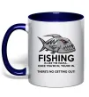 Чашка з кольоровою ручкою Fishing is like the mafia Глибокий темно-синій фото