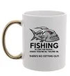 Чашка з кольоровою ручкою Fishing is like the mafia Золото фото