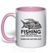 Чашка с цветной ручкой Fishing is like the mafia Нежно розовый фото