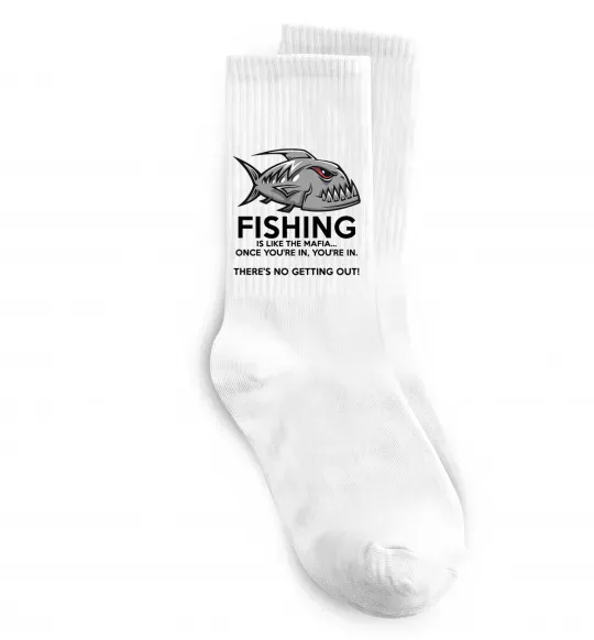 Носки Fishing is like the mafia Белый фото