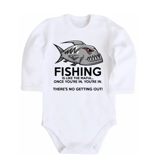 Дитячий бодік Fishing is like the mafia Білий фото