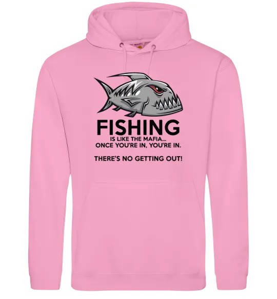 Мужская толстовка (худи) Fishing is like the mafia Розовый фото