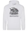 Мужская толстовка (худи) Fishing is like the mafia Серый меланж фото
