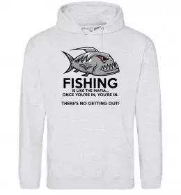 Жіноча толстовка (худі) Fishing is like the mafia Сірий меланж фото