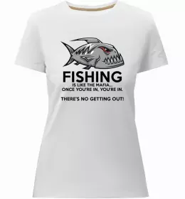 Жіноча преміум футболка Енциклопедія рибалки Білий фото Жіноча преміум футболка Енциклопедія рибалки Білий фото