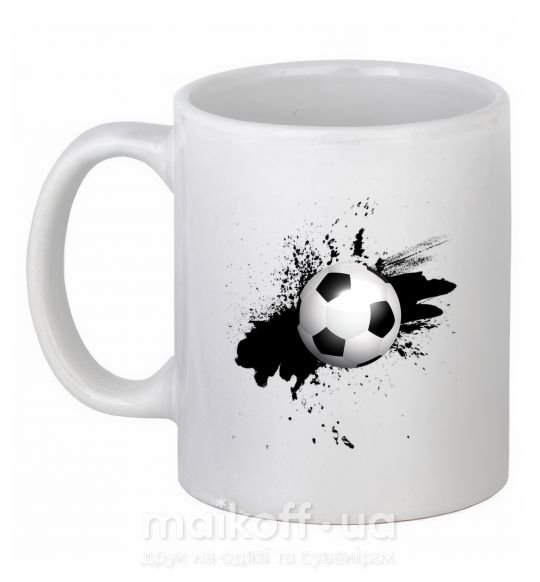 Чашка керамическая Футбольчик брызги Белый фото