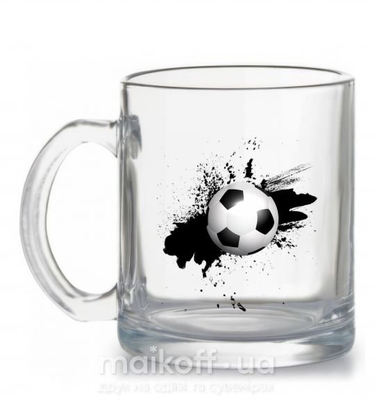 Чашка стеклянная Футбольчик брызги Прозрачный фото