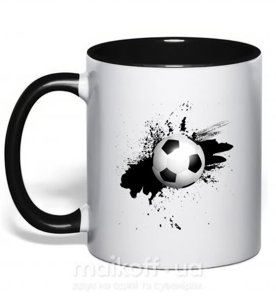 Чашка з кольоровою ручкою Футбольчик брызги Чорний фото