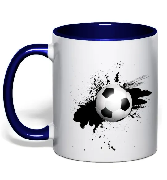 Чашка с цветной ручкой Футбольчик бризки Глубокий темно-синий фото