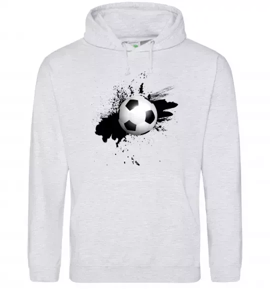 Мужская толстовка (худи) Футбольчик бризки Серый меланж фото