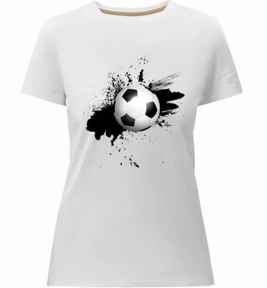 Женская премиум футболка Футбольчик бризки Белый фото