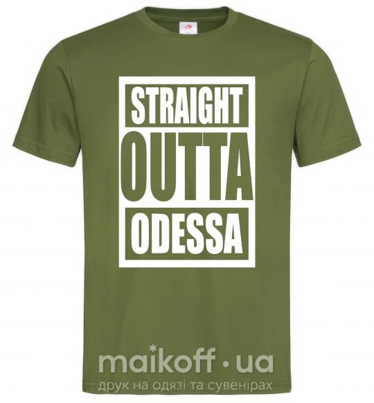Мужская футболка Straight outta Odessa Оливковый фото