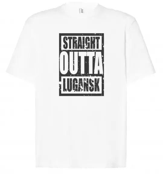 Футболка Оверсайз Straight outta Lugansk Білий фото
