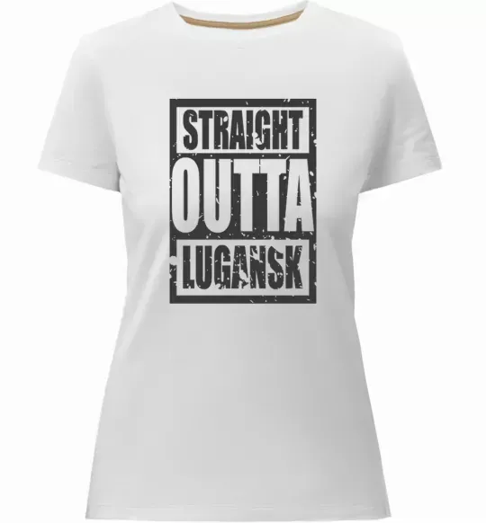 Женская премиум футболка Straight outta Lugansk Белый фото