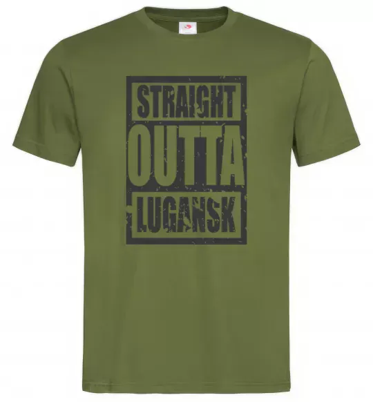 Мужская футболка Straight outta Lugansk Оливковый фото