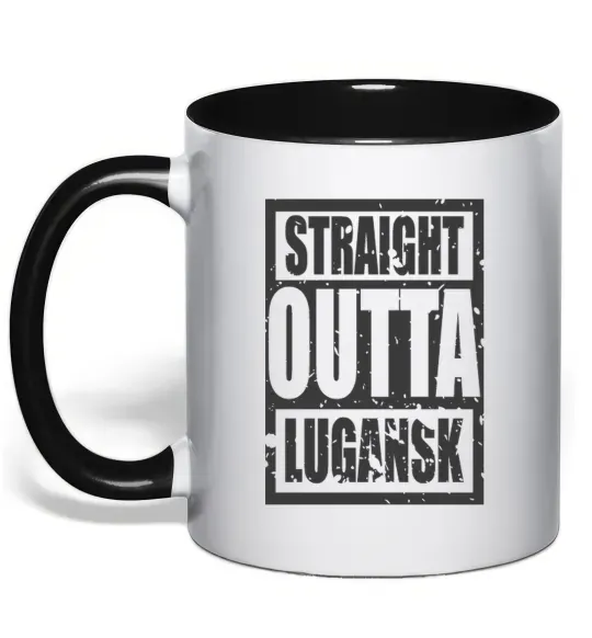 Чашка с цветной ручкой Straight outta Lugansk Черный фото