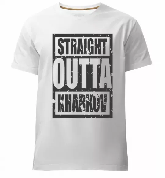 Мужская премиум футболка Straight outta Kharkov Белый фото