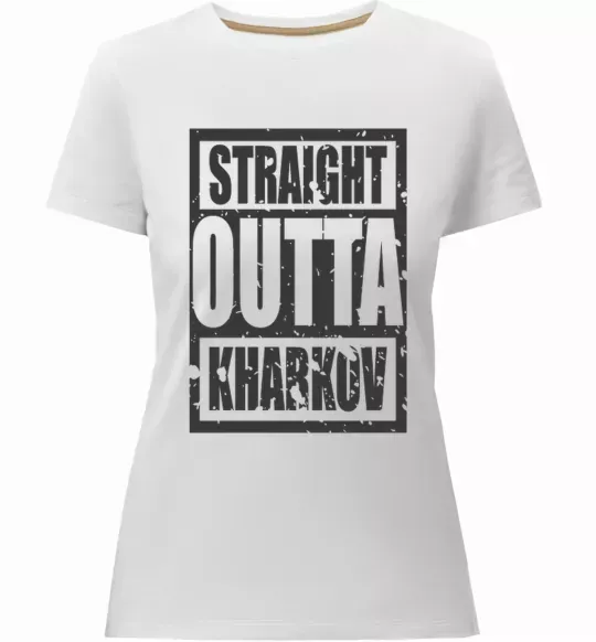 Жіноча преміум футболка Straight outta Kharkov Білий фото