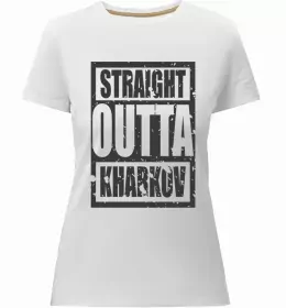 Жіноча преміум футболка Харків райони Білий фото