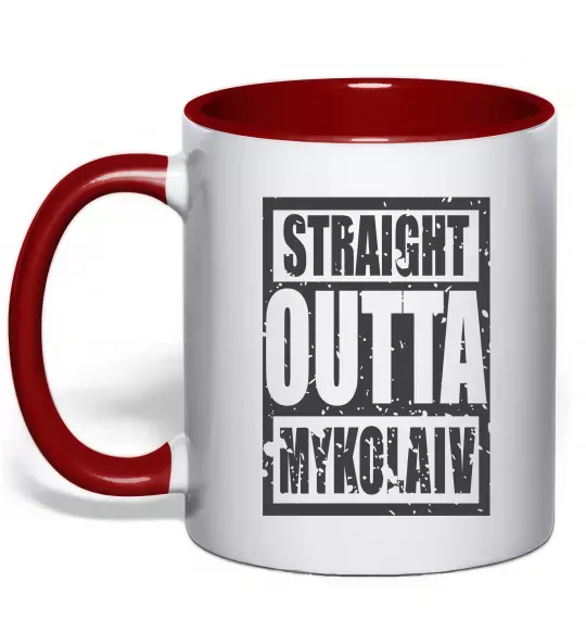 Чашка з кольоровою ручкою Straight outta Nikolaev Червоний фото