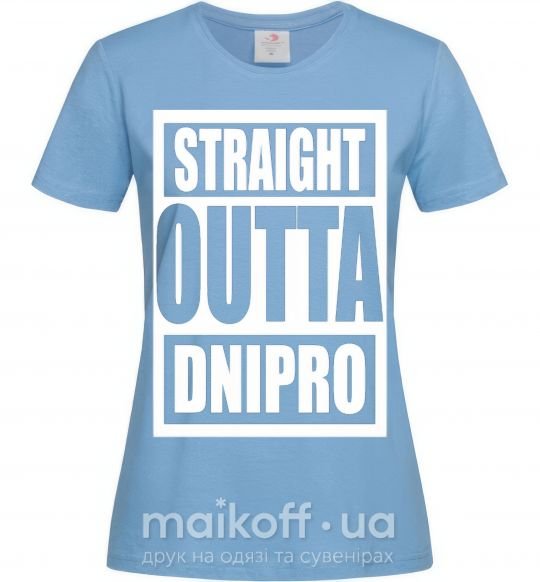 Жіноча футболка Straight outta Dnipro Блакитний фото