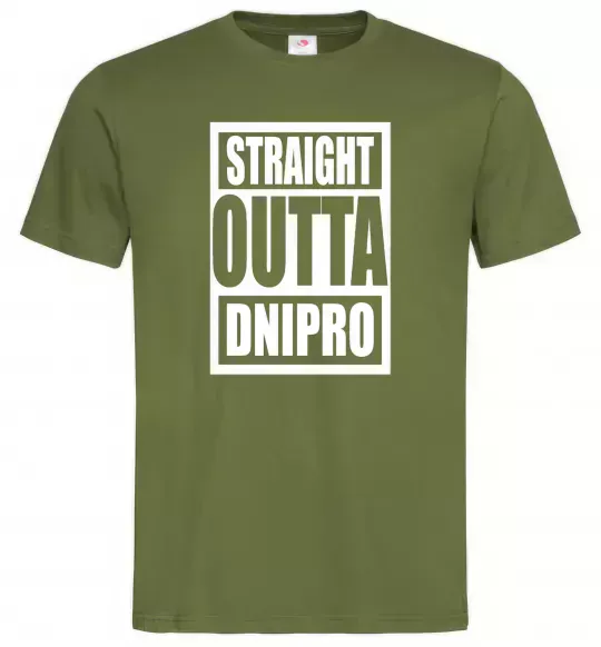Мужская футболка Straight outta Dnipro Оливковый фото