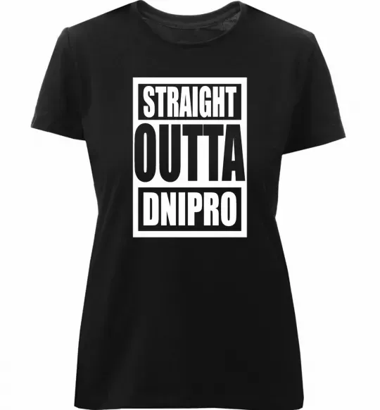 Жіноча преміум футболка Straight outta Dnipro Чорний фото