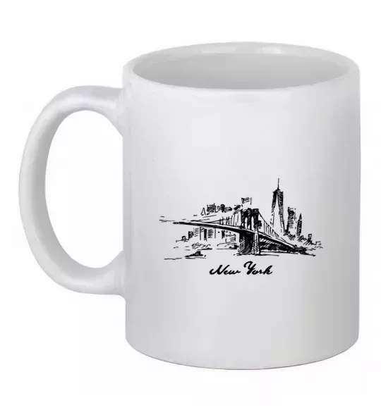 Чашка керамическая New York bridge Белый фото