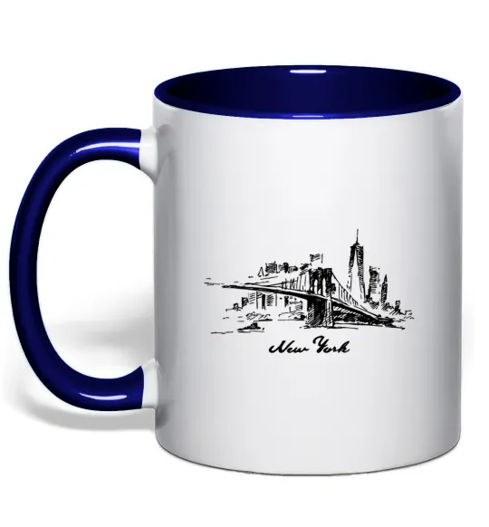 Чашка з кольоровою ручкою New York bridge Глибокий темно-синій фото