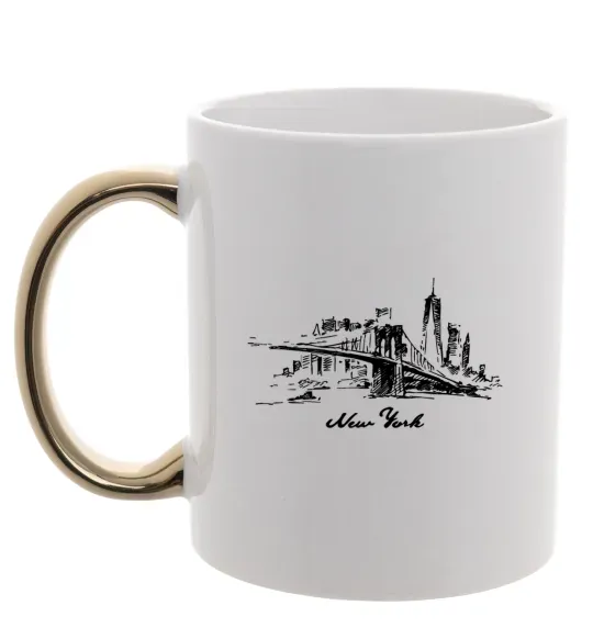 Чашка з кольоровою ручкою New York bridge Золото фото