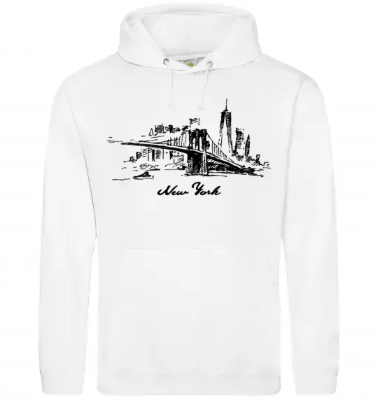 Мужская толстовка (худи) New York bridge Белый фото