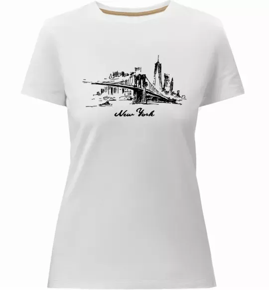 Жіноча преміум футболка New York bridge Білий фото