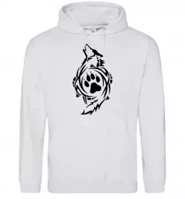 Мужская толстовка (худи) Angry wolf ч/б принт Черный фото