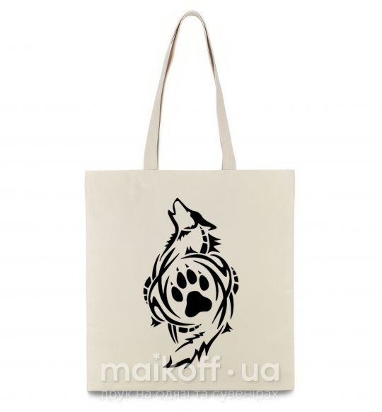 Эко-сумка Волк символ Бежевый фото