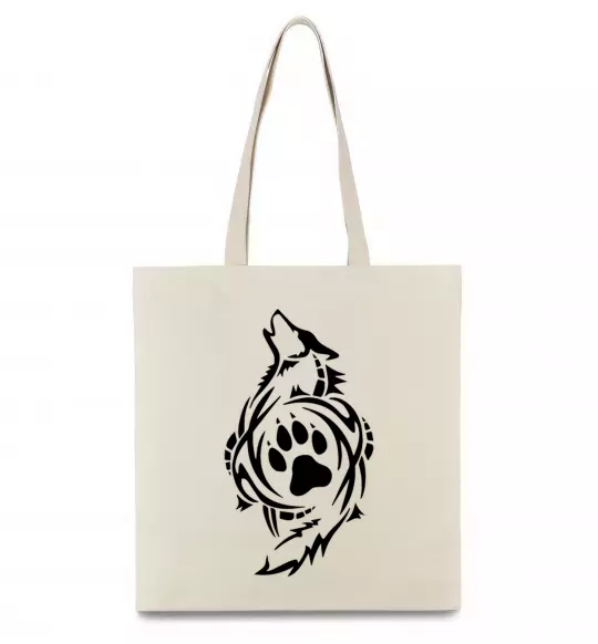 Эко-сумка Вовк символ Бежевый фото