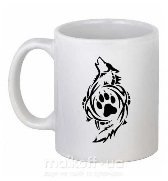 Чашка керамічна Волк символ Білий фото