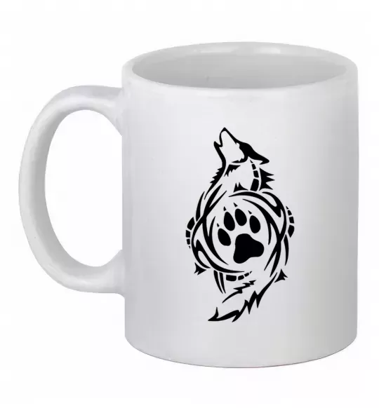 Чашка керамическая Вовк символ Белый фото